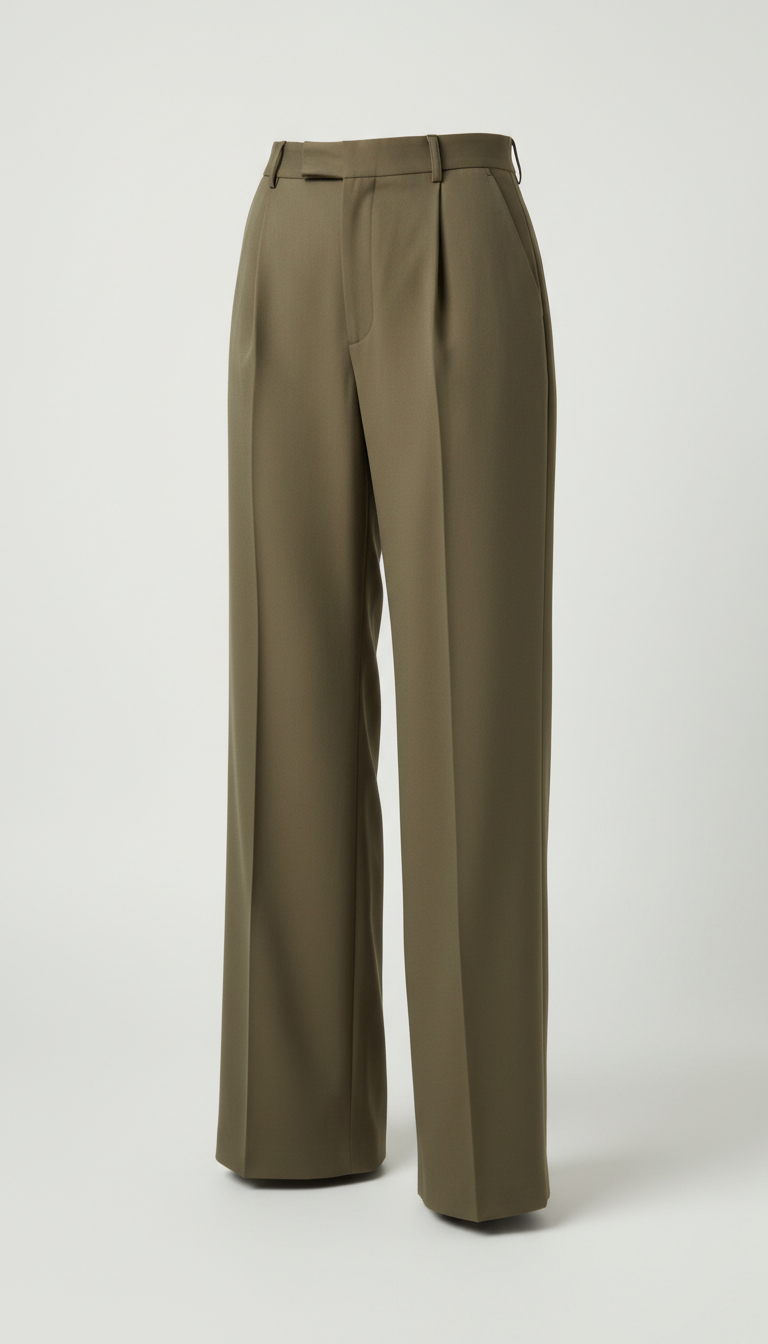 Olive Bronze Tailored Wide-Leg Trousers