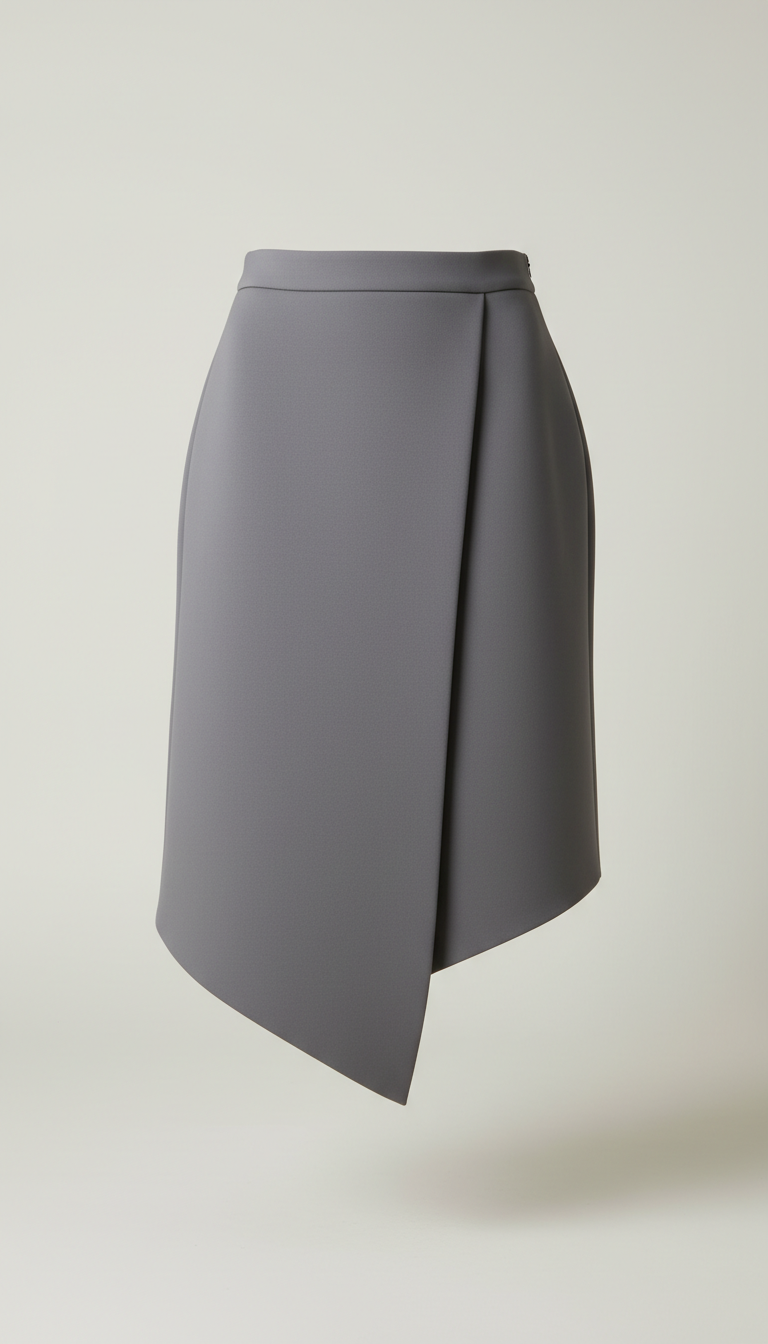 Steel Grey Asymmetric Neoprene Skirt